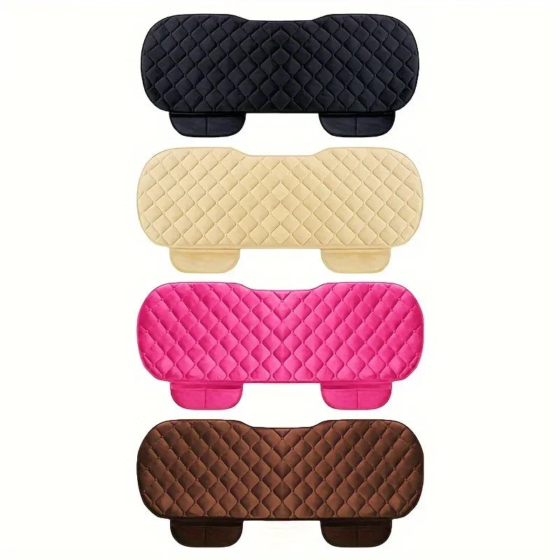 Rear Car Seat Covers Flocking Cloth Car Cushion Non Slide Checkered Winter Keep Warm Mat Pad Universal Fit Truck SUV Van