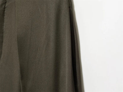 Women's Long Pants 2025 Autumn New Arrivals Military Green Pleated Loose Wide-Leg Pants Casual Fashion Stylish and Versatile