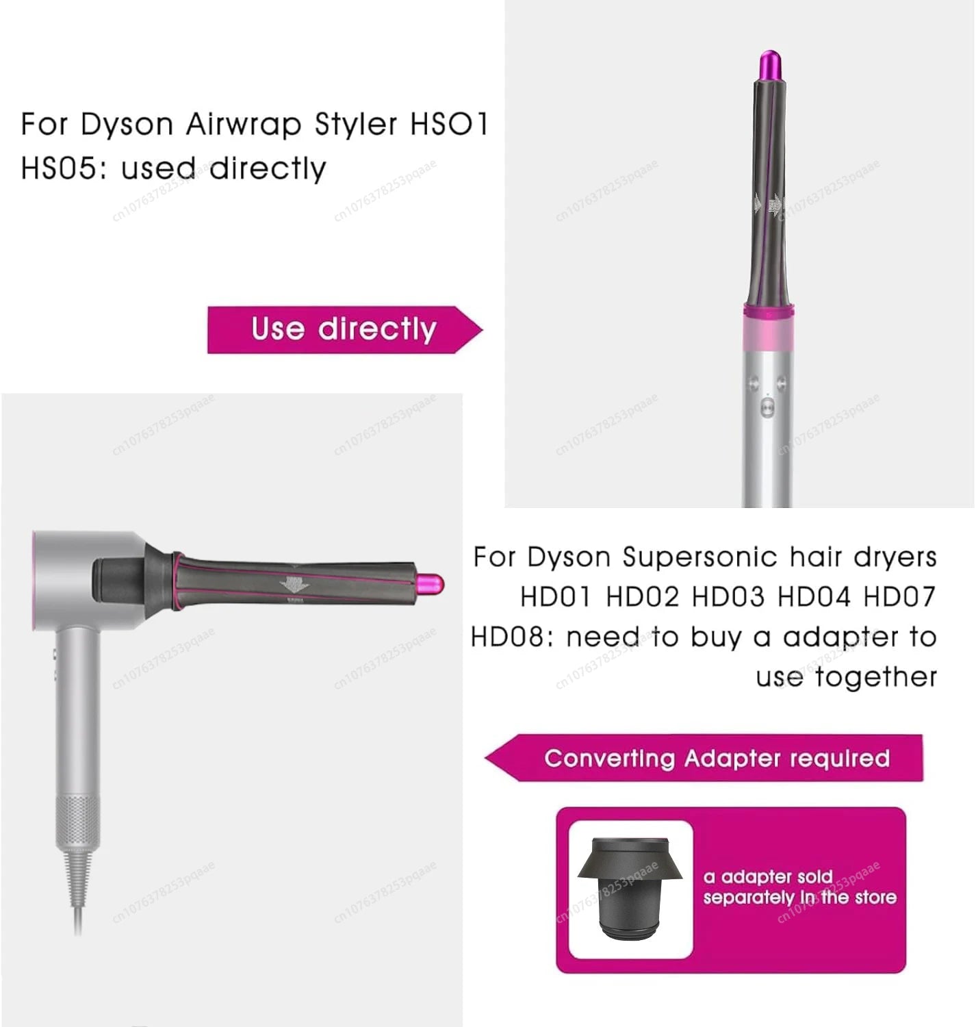 Auto Hair Dryer Curling Attachment 20/30mm Curling Nozzle For Dyson Airwrap&HairDryer Attachment Styling Nozzles For Dyson HD08