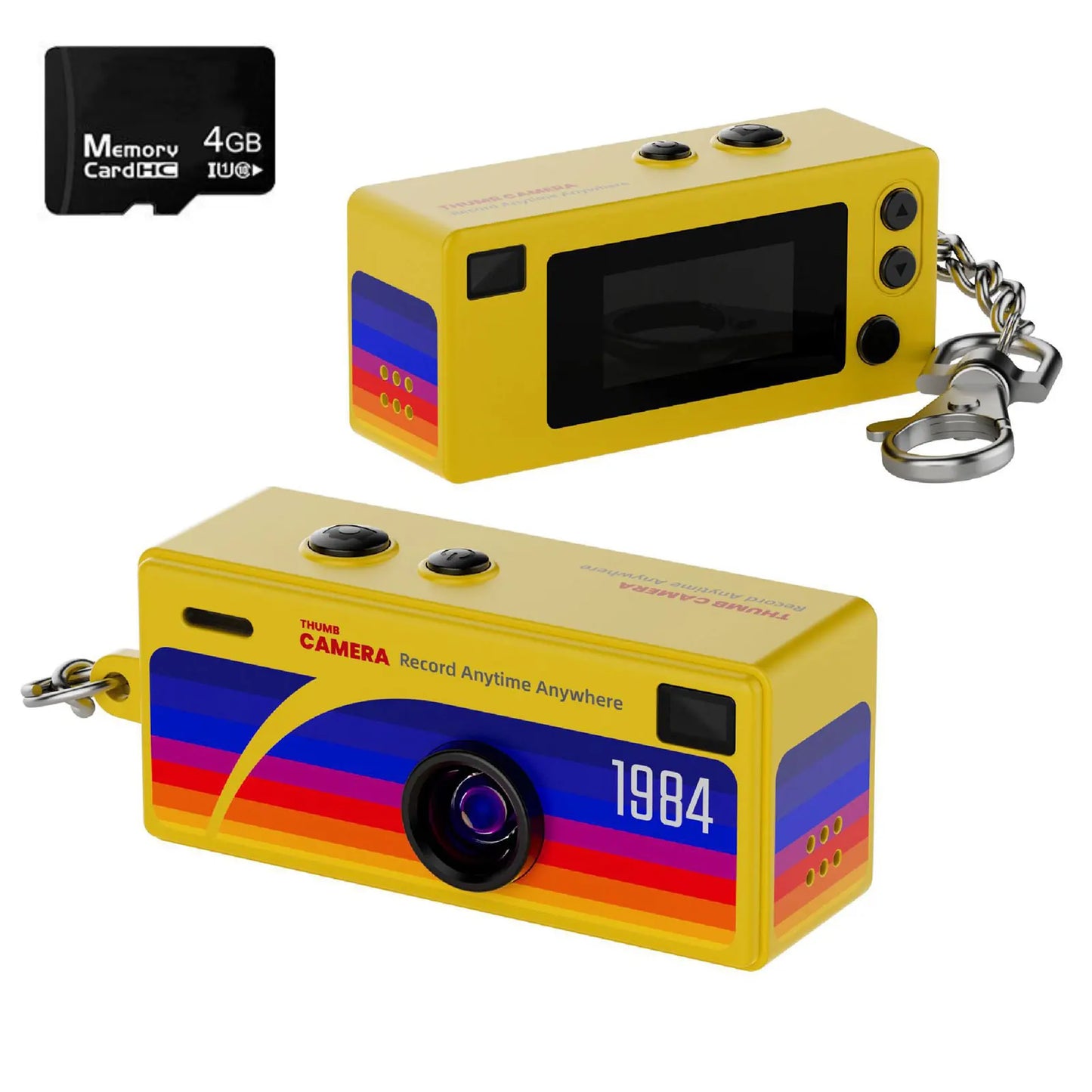 Thumb Keychain Camera 0.96 Inch Retro Mini Action Cameras 1080P Mini Camcorder Audio Video Recorder Support Memory Card for VLOG