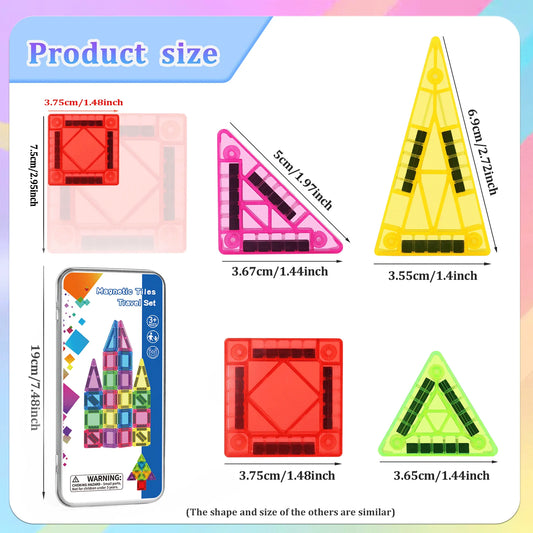 Mini Magnetic Building Blocks for Kids, Portable Travel Set. STEM Learning & Creative Construction. Perfect Gift for Birthdays