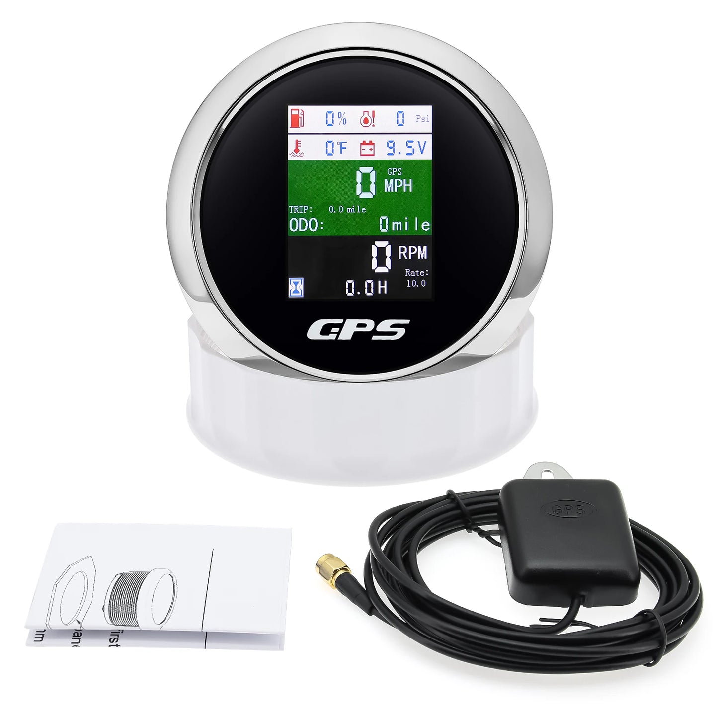 ZMFJH Digital 600KMH,MPH,Knots GPS Speedometer Gauge+Tachometer 9999RPM Fuel Level+Water Temp+Oil Pressure+Voltage Flash Alarm