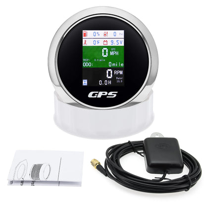 ZMFJH Digital 600KMH,MPH,Knots GPS Speedometer Gauge+Tachometer 9999RPM Fuel Level+Water Temp+Oil Pressure+Voltage Flash Alarm