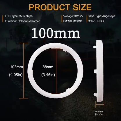 2PCS RGB Cotton LED Angel Eyes Halo Ring 60/70/80/90/95/100/110/120mm LED Headlight Lamp For Car Motorcycle DRL Eyes APP Control