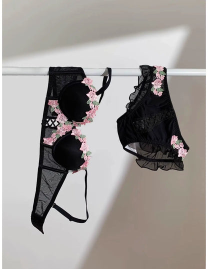 Sweet Innocent Japanese Style Lingerie Set Cute Soft Wireless Bra Gathered Push Up Thin Fabric Summer Lightweight Underwear S-XL