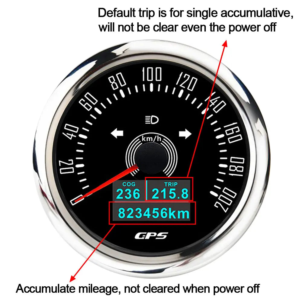 85MM Digital GPS Speedometer 0-160MPH 0-200KMH Speed Meter With GPS Antenna For Car Marine Boat 7 Color Backlight Speed Gauge