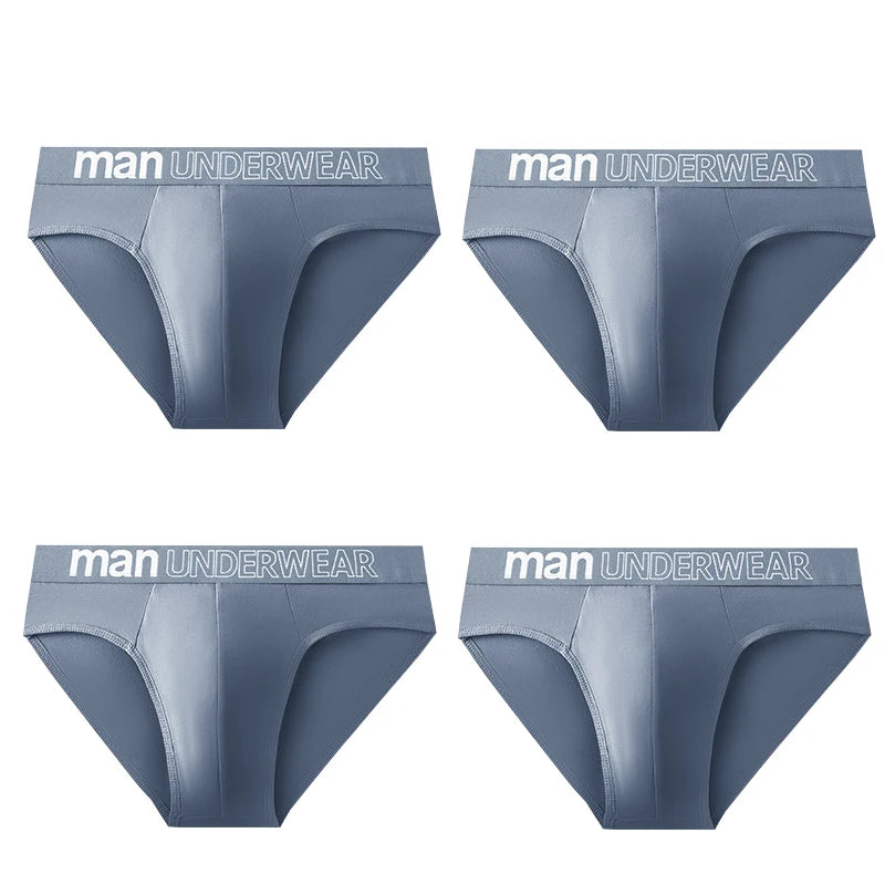 4pcs Men's Sexy Briefs Student Fashion Underwear Men's Panties Breathable Elastic Large Size Male Underpants Letter waist print
