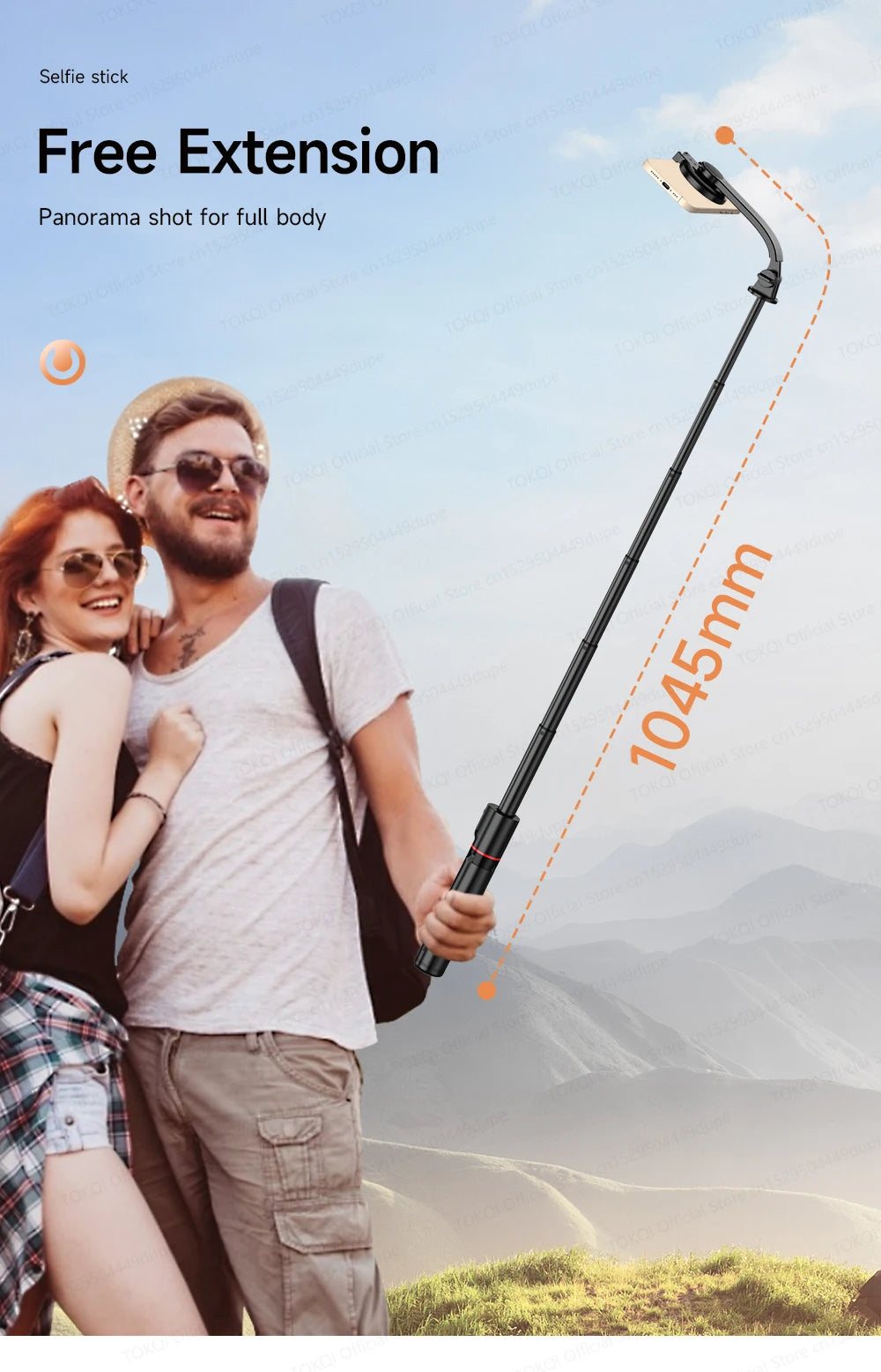 TOKQI Tripod Magnetic Phone Holder Extendable Selfie Stick for Smartphone Shooting Vlog with Wireless Bluetooth Remote Control