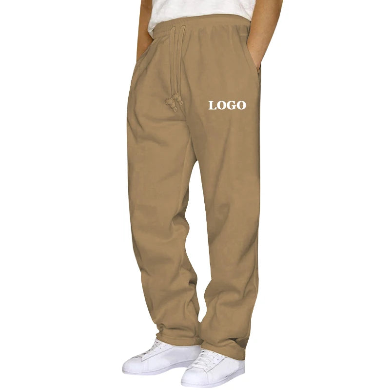 Customized Straight Leg Jogger Pants Men Autumn Winter Personality Printed Thicken Sweatpants Pocket Trousers Streetwear S - 5XL