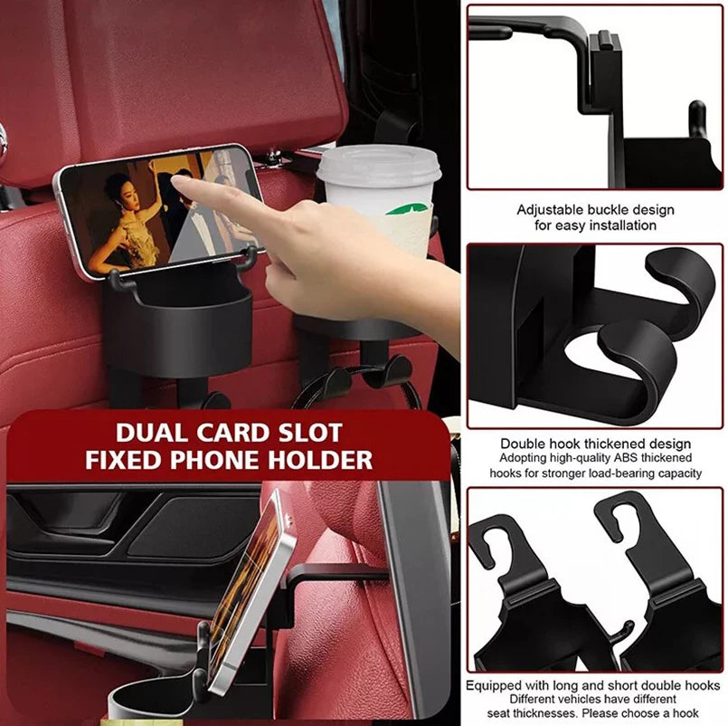 2pcs Multifunctional Hook Car Storage Rack Cup Holder Hanger Storage Box Box Durable Seat Back ABS Material