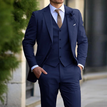 Formal Banquet Business Suit Sets For Men Wedding Party Grooms Elegant Outfits Fashion Prom Slim Fit Blazer Vest Pants 3 Pieces