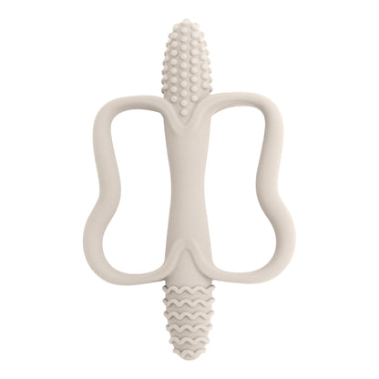 One-piece silicone teething stick with handle, baby toy teether, 6 colors, easy to grip, corn-shaped teether, BPA-free.