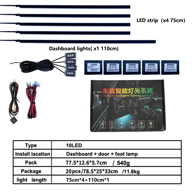 car interior accessories car interior ambient rgb light bar controller Footlight Door lights horn light led lamp for storage