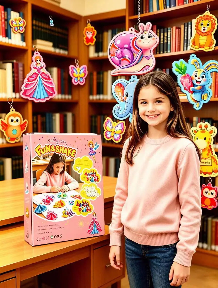 Children DIY Princess Shaker Charm Animal Ocean World Keychain Pendant Educational Toy Set for Kids Creative Play