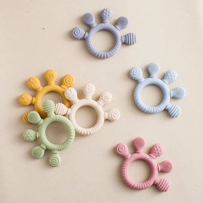 Colorful 5-Finger Silicone Teething Ring – Multi-Directional Bite, BPA-Free, Easy to Clean, Shape & Color Cognition Gift