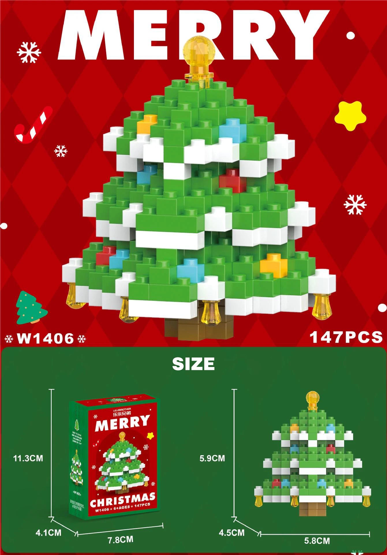 Christmas Building Block Santa Claus Snowman Elk Tree Micro Brick Puzzle Assembly Model Home Decoration Xmas Party Gift Kid Toy