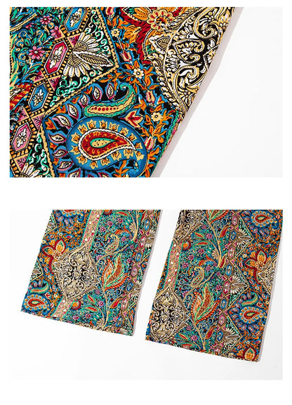 Summer Casual Loose Wide Leg Pants Women's Tie Dye Ink Ice Silk Loose Leopard Print Ethnic Style Long Pants Casual Trousers