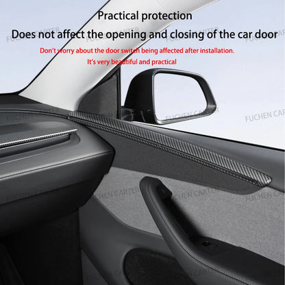 For Tesla ModelY Juniper2025 Car Door Decorative Strip ABS Carbon Fiber Texture Anti - Scratch Protective Interior Car Accessory