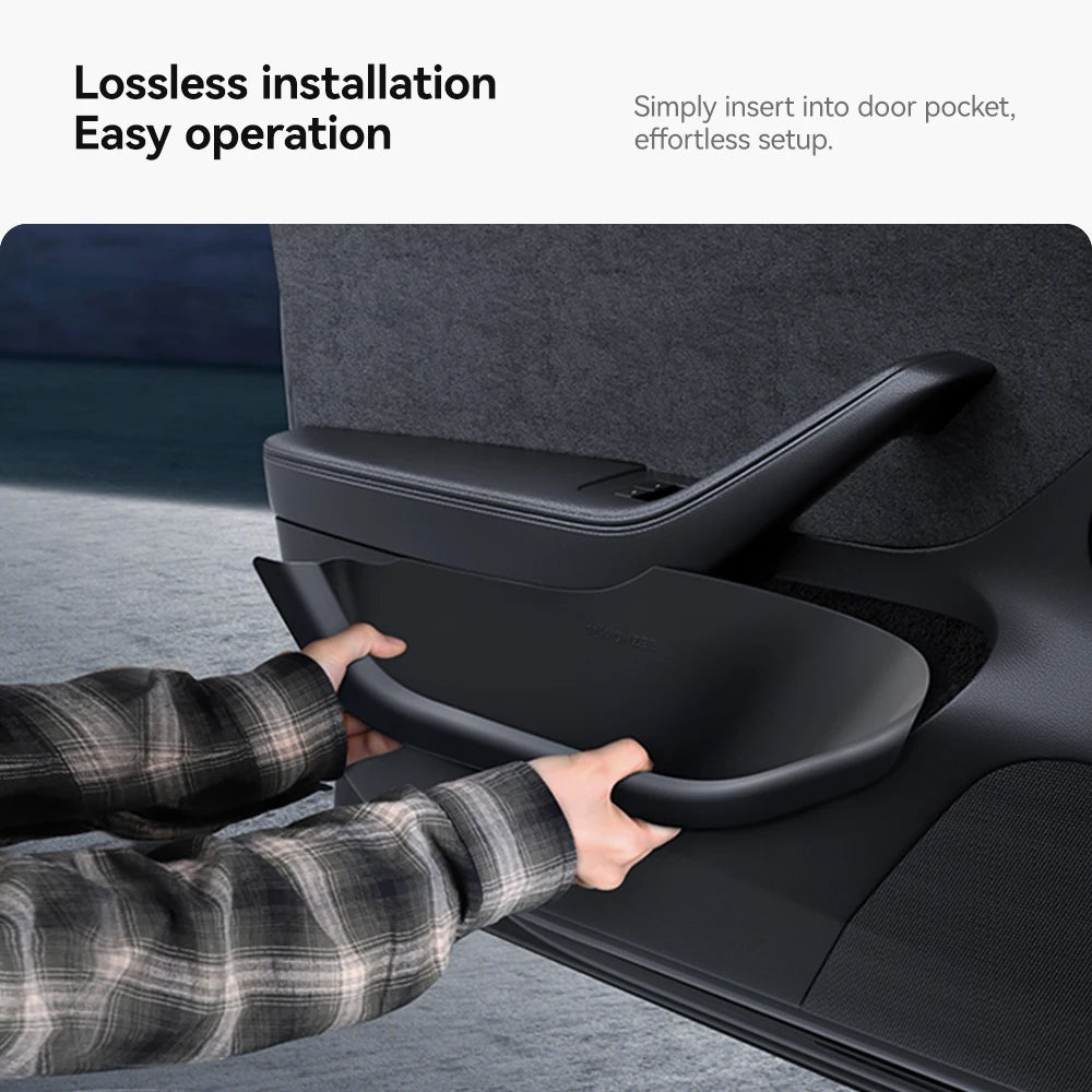 YZ For Tesla Model 3/Y/YL Highland Juniper Car Door Side Storage Box Front Rear Side TPE Door Storage Organizer Tray Accessories