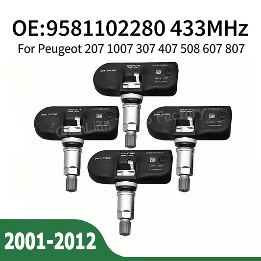 1/4pcs 433MHz 9681102280 TPMS Tire Pressure Monitor System High Precision Tyre Sensor For Peugeot 207 1007 307 407 508 607 807