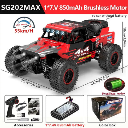 1:20 4WD RC Car 55KM/H With LED Professional Off-Road Racing Brushless 2.4G Remote Control Cars High Speed Drift Monster Truck
