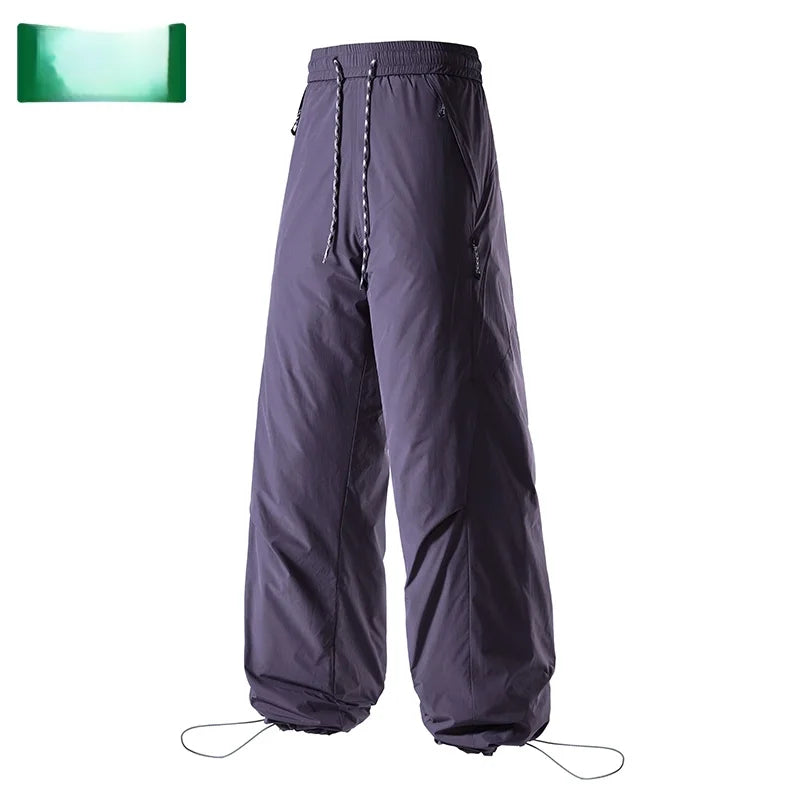 Thickened down Trousers for Men And Women Warmth Outdoor Casual Straight Leg Long Pants Duck Feather Filling Winter Fashion
