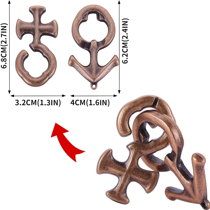 Magic Baffling Metal Brain Teaser Puzzle Set 3PCS Disentanglement Educational Toys Adults Kids Funny Gifts Juegos De Ingenio