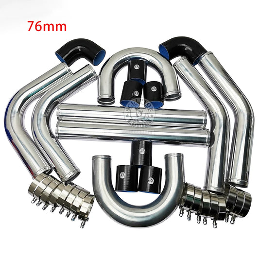 3.0" INCH 76mm UNIVERSAL 2MM THICKNESS ALUMINUM INTERCOOLER TURBO PIPE PIPING KIT