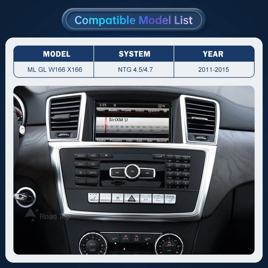 Road Top Wireless CarPlay Android Auto for Mercedes Benz ML GL W166 X166 2012-2015, with Mirror Link AirPlay Car Play Functions