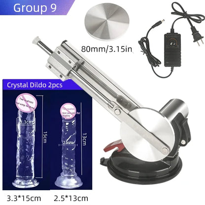 Reciprocating Sex Machine Dildo Stroke 65mm Mini Telescopic Sex Machine with Dildo Masturbation Sexual Kits with 80mm Plate
