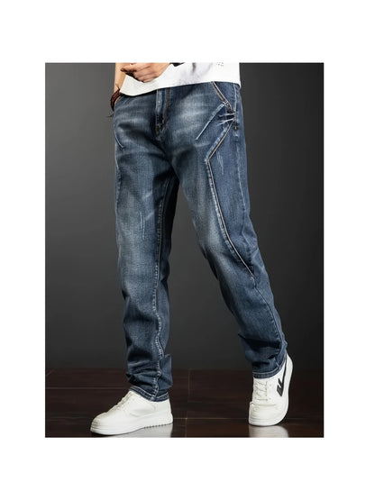 FY10094 Men's loose jeans, loose men's jeans, men's cargo pants, spliced casual pants mens jeans men pants men pants