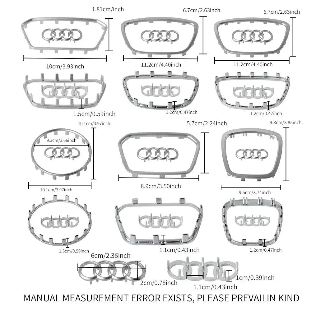 Automobile Steering Wheel Logo Bright Frame Strip Electroplated Car Logo Sticker For Audi A3 A4 B8 8P B9 8V A5 A6 C7 A7 Q3 Q5 Q7