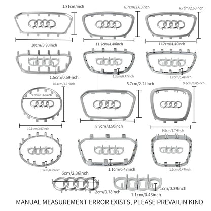 Audi Automobile Steering Wheel Logo Bright Frame Strip Electroplated Sticker Emblem For A3 A4 B8 8P B9 8V A5 A6 C7 A7 Q3 Q5 Q7
