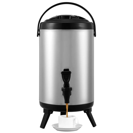 SucceBuy Stainless Steel Insulated Beverage Dispenser 2 Gallon 7.6 Liter Thermal Hot and Cold Drink Server Dispenser