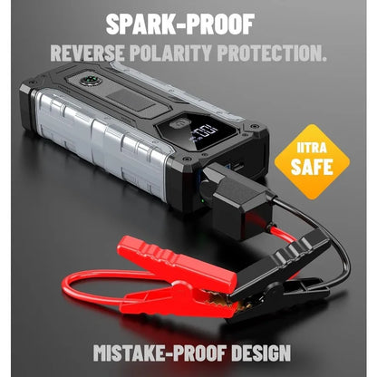 QIKUI portable jump starter car battery, 8000mAh 12V Petrol Diesel Car booster batterie voiture, rechargeable lighting 3 in 1