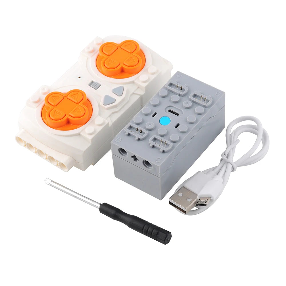 MOC Bluetooth Remote Control Set with Rechargeable Battery Box & App-Programmable Speed Control Building Blocks Motors