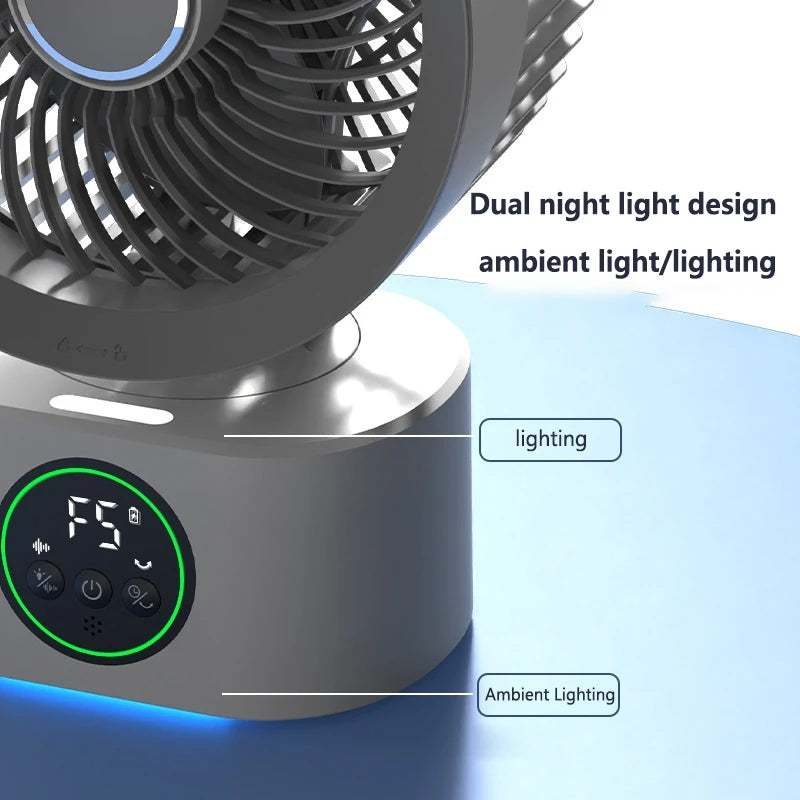 Lenovo Portable Rechargeable USB Wall Hanging Air Fan Remote Control Folding Shake Head Fan with Nightlight Air Cooler Household