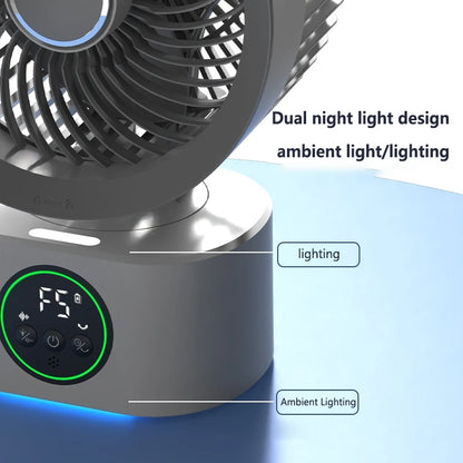 Lenovo Portable Rechargeable USB Wall Hanging Air Fan Remote Control Folding Shake Head Fan with Nightlight Air Cooler Household
