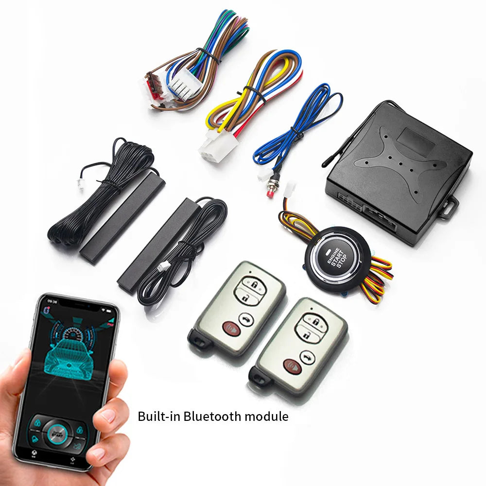 Keyless Ignition System Start Stop Button Mobile Bluetooth App Control PKE Keyless Entry Remote Remote Automatic Start Car Alarm