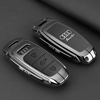 Leather Key Case Shell Buckle Car Key Cover for Audi A3 A4 B9 A6 A7 4K A8 E-tron Q5 Q8 C8 D5 SQ8 Car Remote Control Shell
