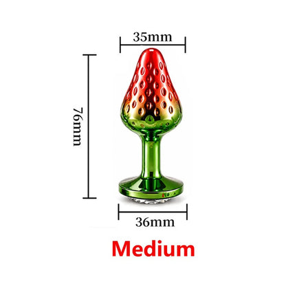 Strawberry Metal Anal Beads Butt Plug Set Small Medium Large Wearable Anal Plug Jewelry Anal Sex Toy For Man Woman