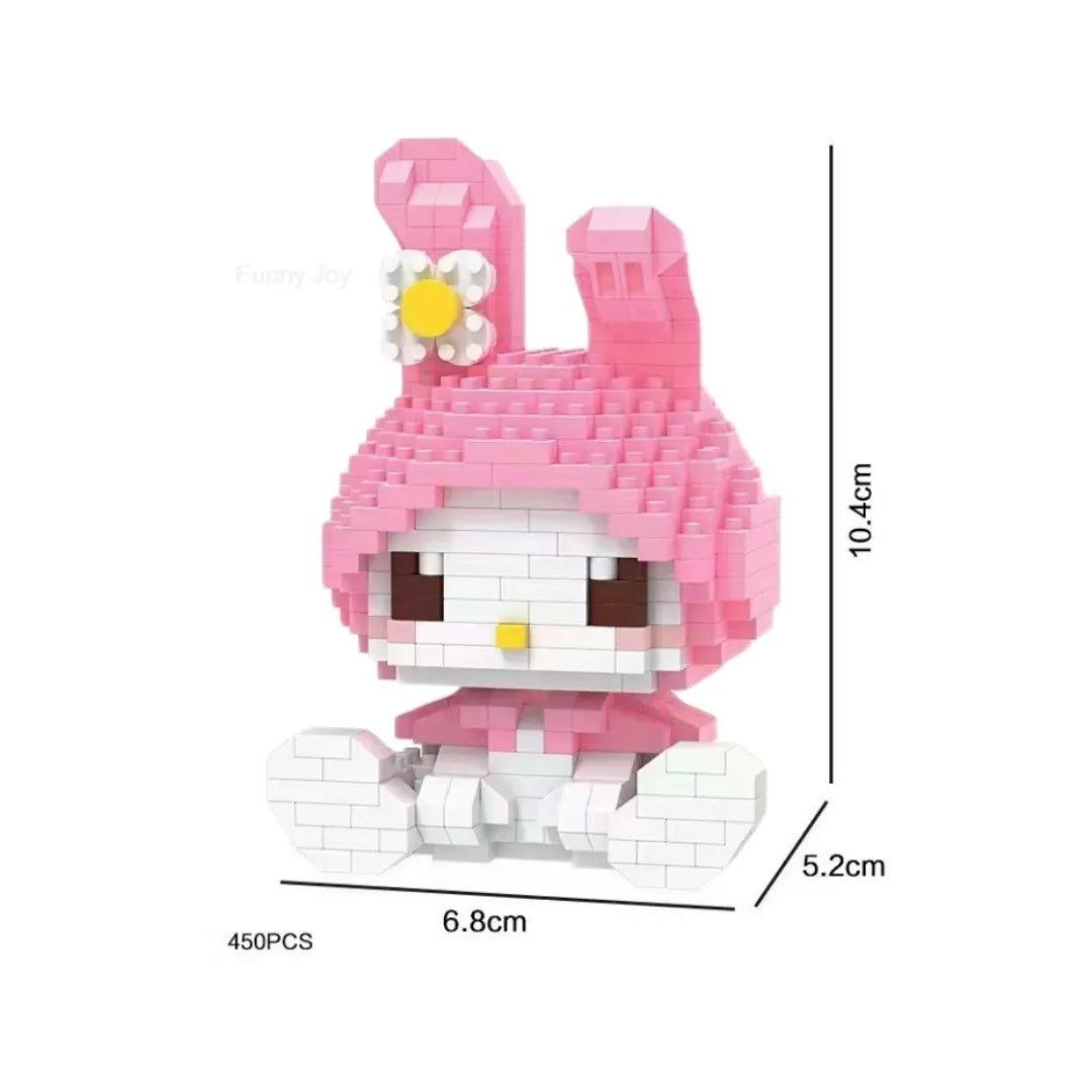 Cartoon Anime Hello Kitty Panda Refrigerator Magnet Blocks Kuromi My Melody Cinnamoroll Building Blocks Toy Kids Birthday Gift