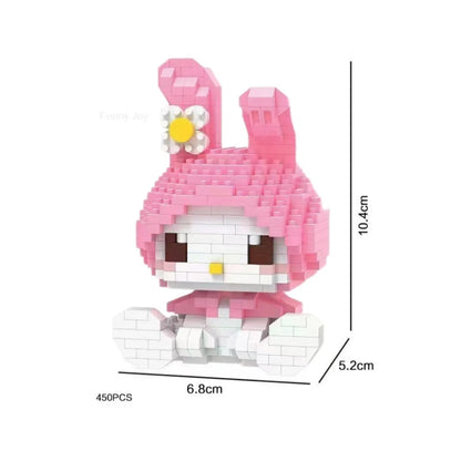Cartoon Anime Hello Kitty Panda Refrigerator Magnet Blocks Kuromi My Melody Cinnamoroll Building Blocks Toy Kids Birthday Gift