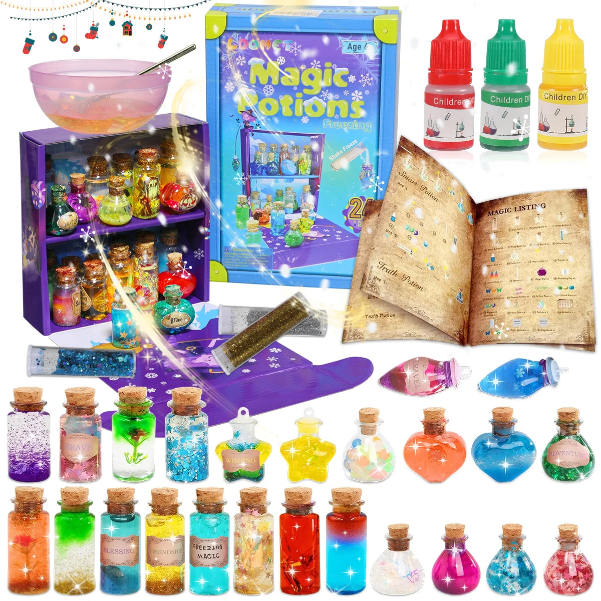 22/24 DIY Mixed Magic Fairy Potion Bottles Christmas Halloween Magical Color Changing Potions Art Craft Kit Birthday Gifts