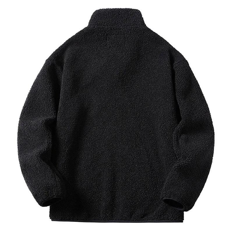 2024 Fashion Fleece Jackets Man Trendy Lamb Wool Coats Outdoor Sports Thick Warm Casual Streetwear Coats Windproof Jacket Male