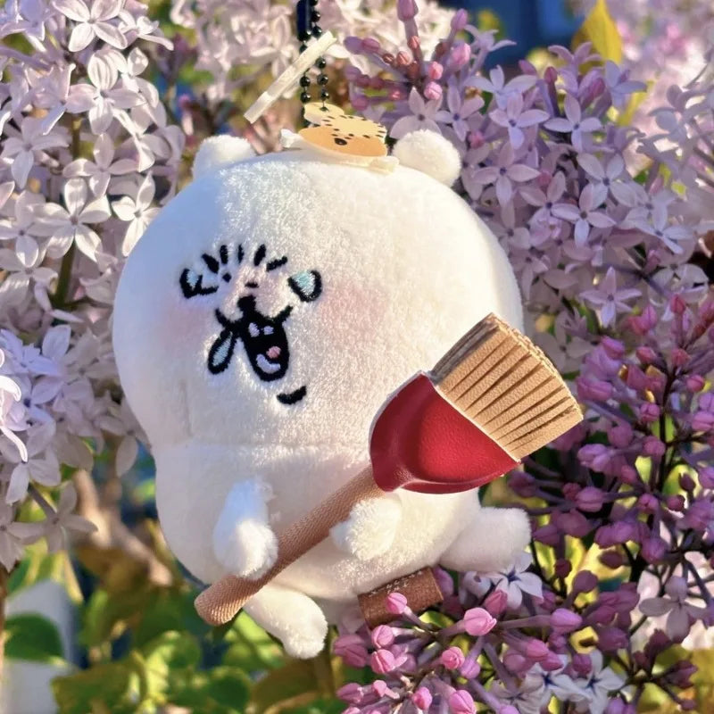 Nagano Self-deprecating Bear Pollen Allergy Plush Keychain Cute Bear with Broom Pendant Kawaii Anime Bag Charm for Fans