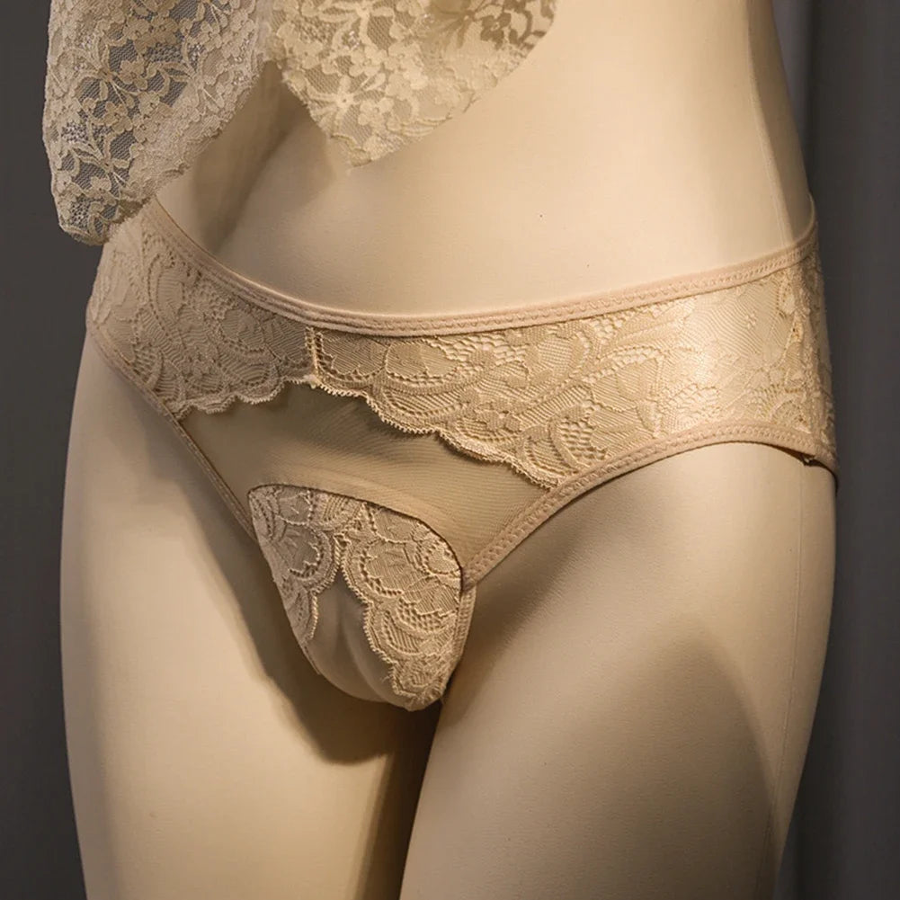 1pc Panties For Men Hiding Gaff Lace Transgender Breathable Underwear G-strings Open Butt Thongs Sissy Gay