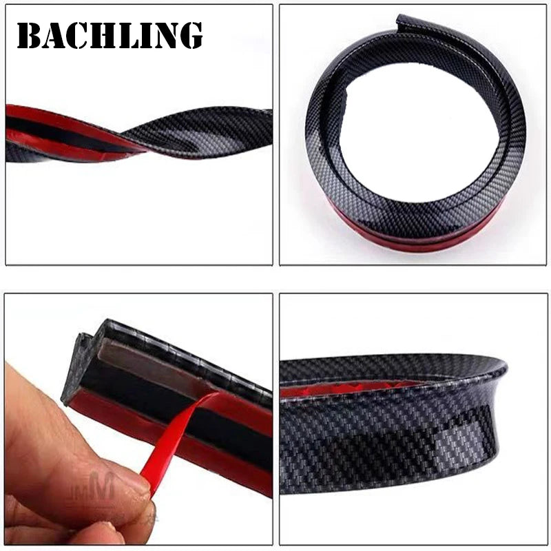 Universal 1.5M Car-Styling 5D Carbon Fiber Car-Styling 5D Fiber Shiny Black Spoilers DIY Refit Spoiler for Car Accessories