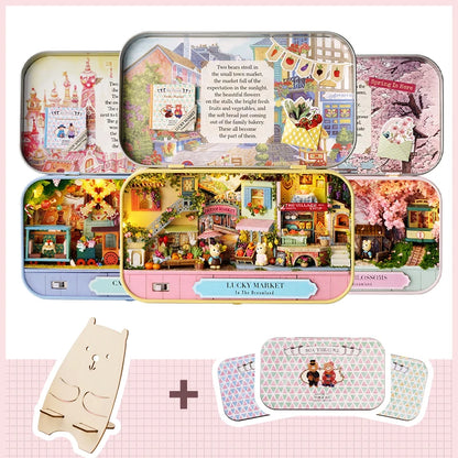 CUTEBEE DIY Dollhouse Wooden Doll House DIY Box Theather  Building Kit with Furniture Lights Toys for Children Birthday Gifts