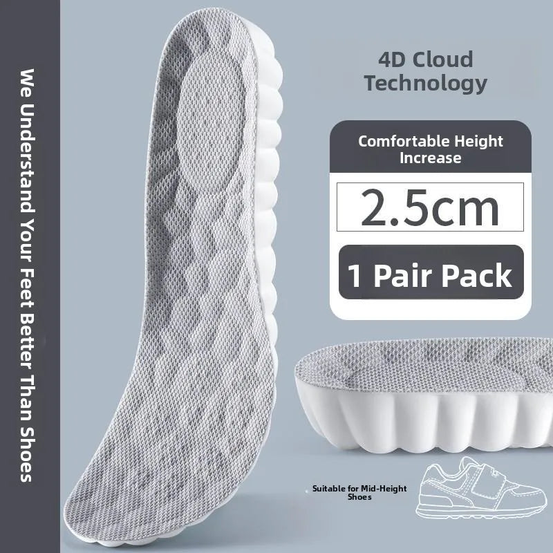 Elevated Insole Shoe Insert Hard Bottom Unisex Invisible 2cm Heightening Pad Comfortable All-Season Footwear Accessory